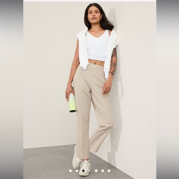 Athleta Pants - Athleta Trendy Beige Cream Trousers feels Athletic Closet Staple Basic Like New